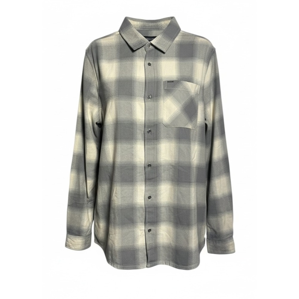 Buffalo David Bitton Mens Sinclair Plaid Flannel Shirt in Ultimate Gray Size M
